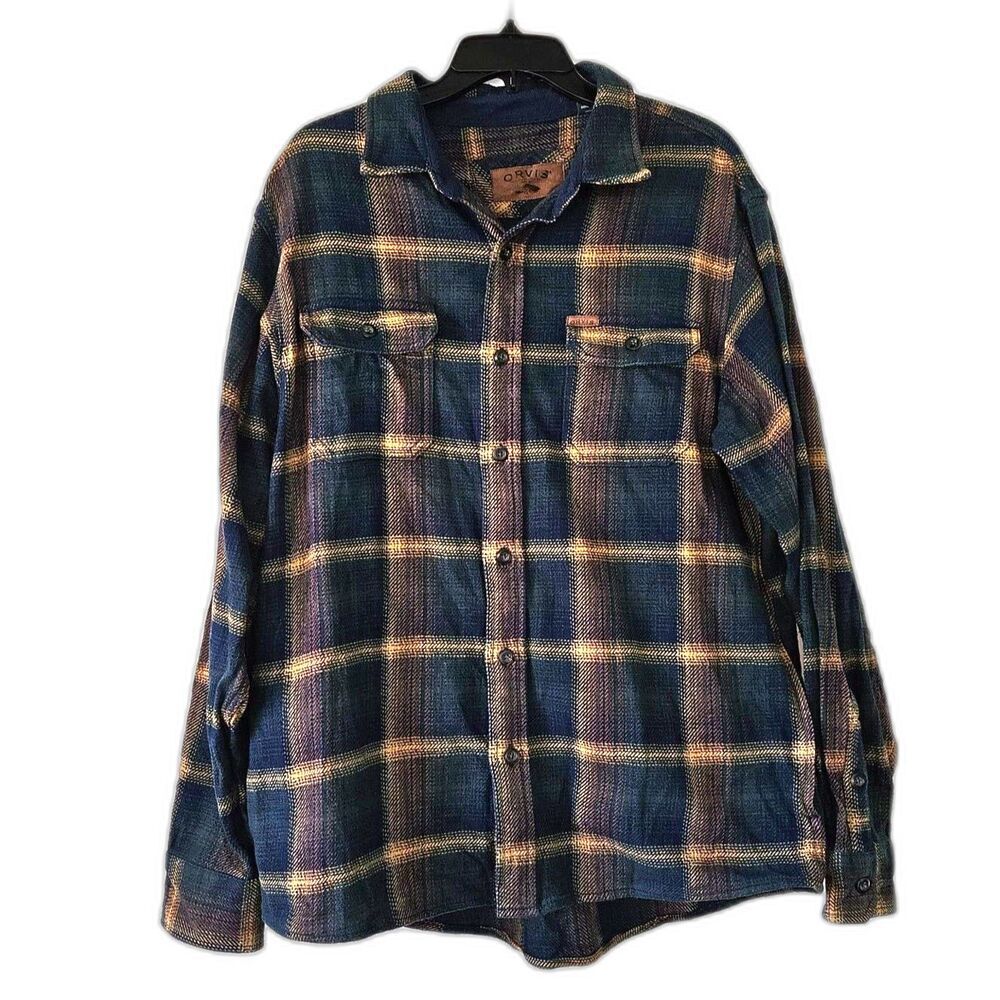 Orvis Men's Big Bear Heavyweight Flannel Shirt Cotton Multicolor Large